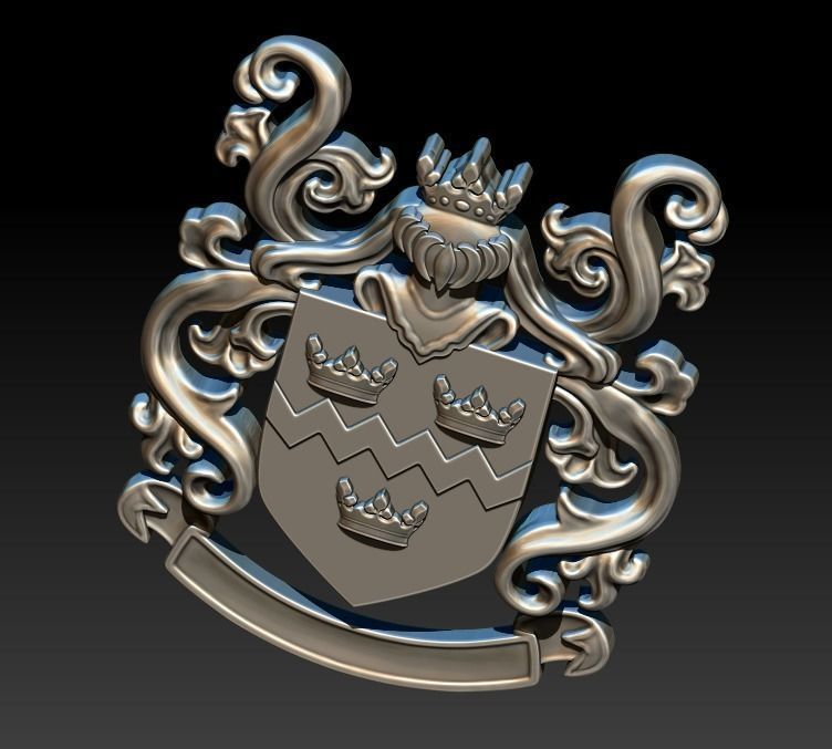 Coat of arms KNIGHT WITH CROWN 3D print model_10