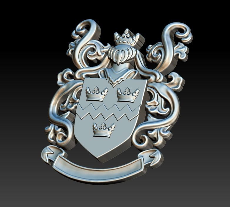 Coat of arms KNIGHT WITH CROWN 3D print model_8