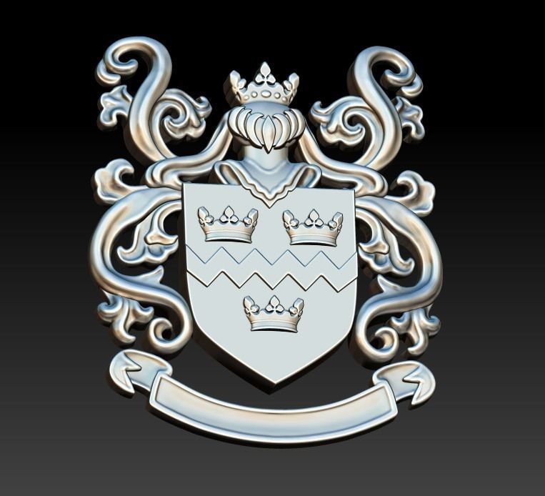 Coat of arms KNIGHT WITH CROWN 3D print model_7