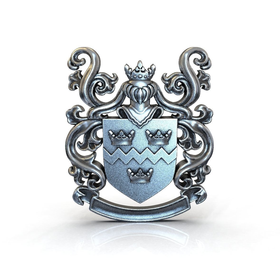 Coat of arms KNIGHT WITH CROWN 3D print model_1