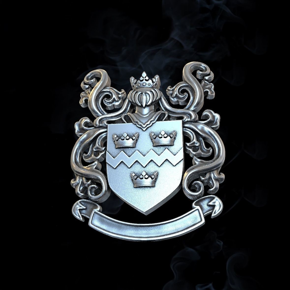 Coat of arms KNIGHT WITH CROWN 3D print model_4