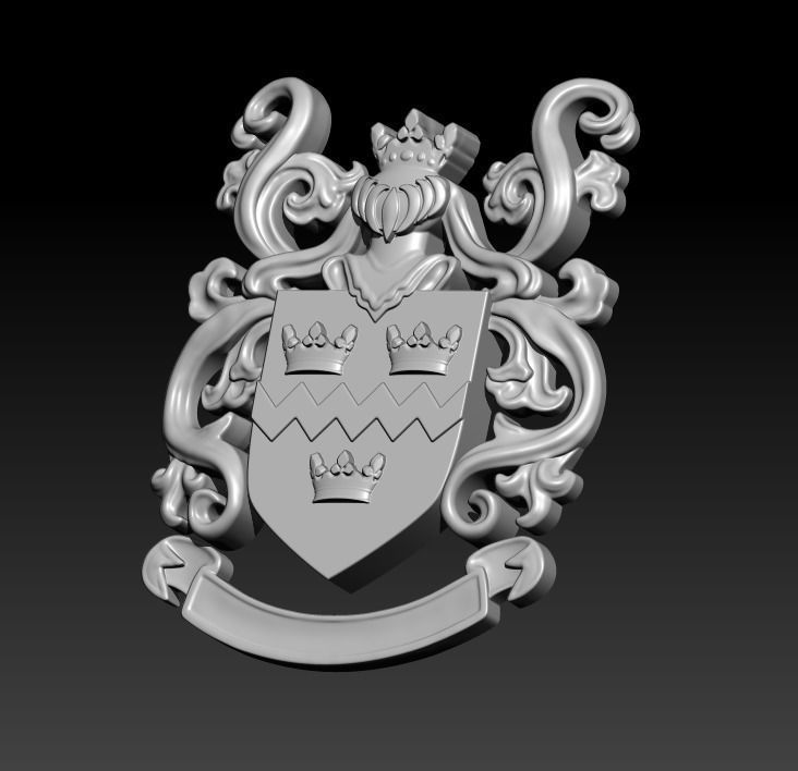 Coat of arms KNIGHT WITH CROWN 3D print model_14