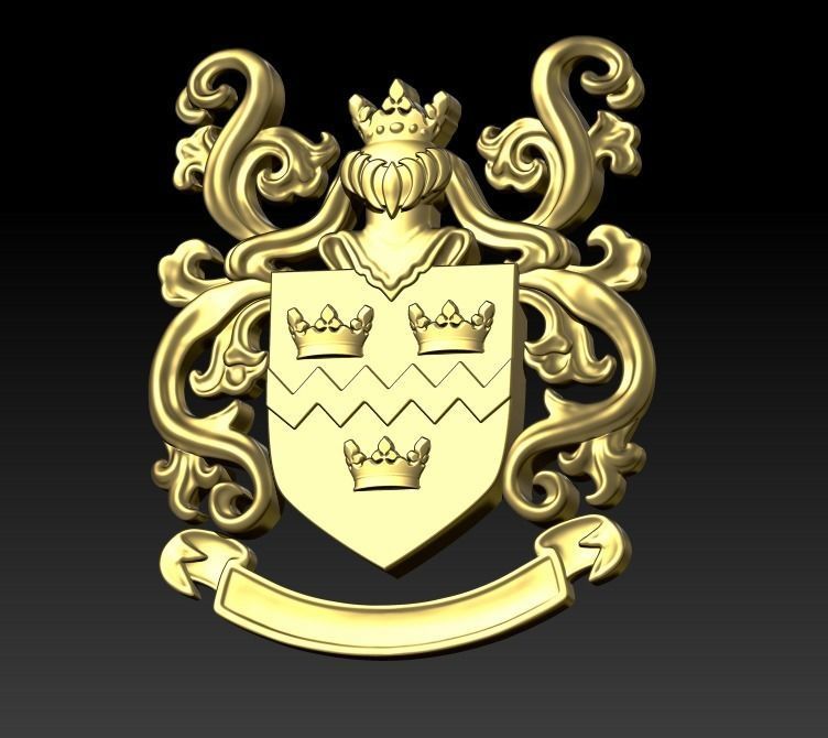 Coat of arms KNIGHT WITH CROWN 3D print model_12