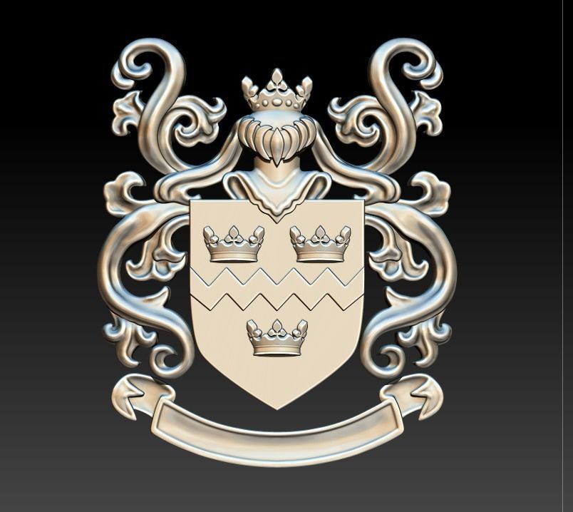 Coat of arms KNIGHT WITH CROWN 3D print model_5