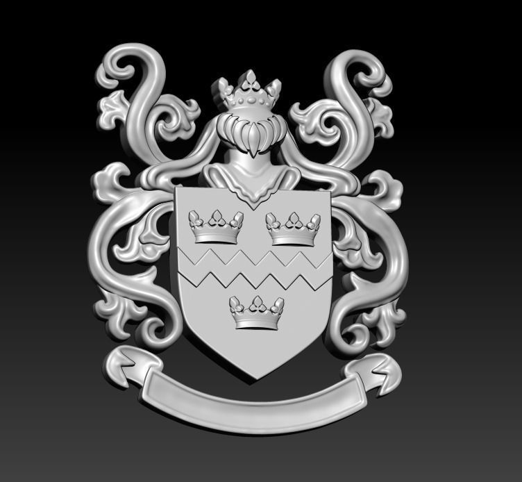 Coat of arms KNIGHT WITH CROWN 3D print model_13