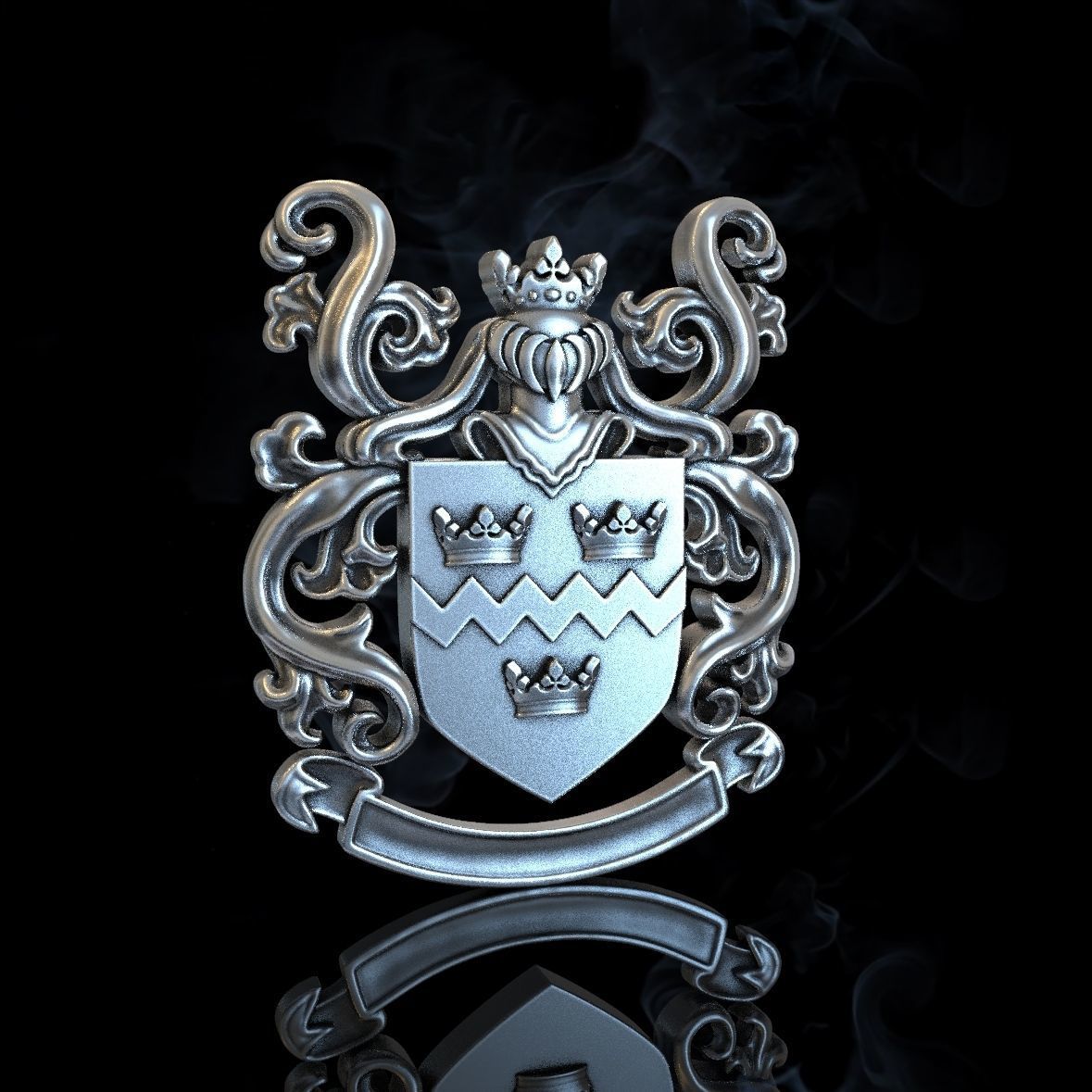 Coat of arms KNIGHT WITH CROWN 3D print model_3