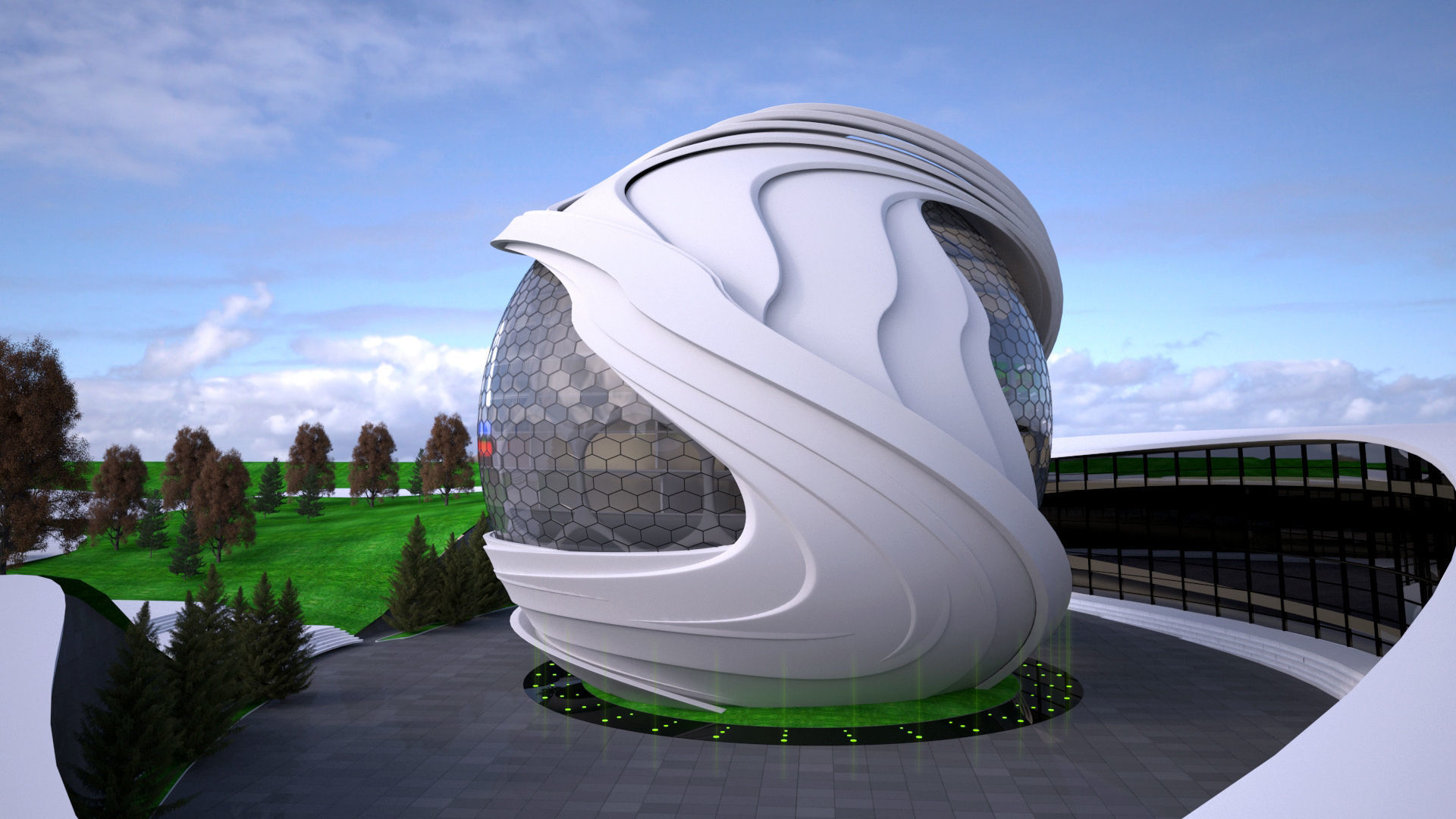 Conceptual Sphere Building 3D model_3
