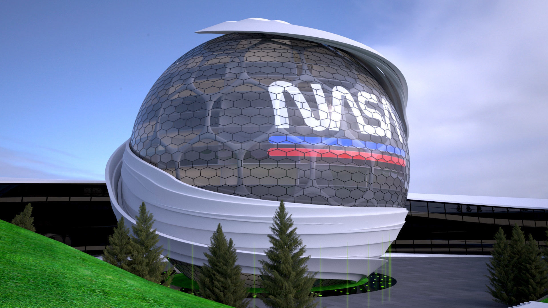Conceptual Sphere Building 3D model_6