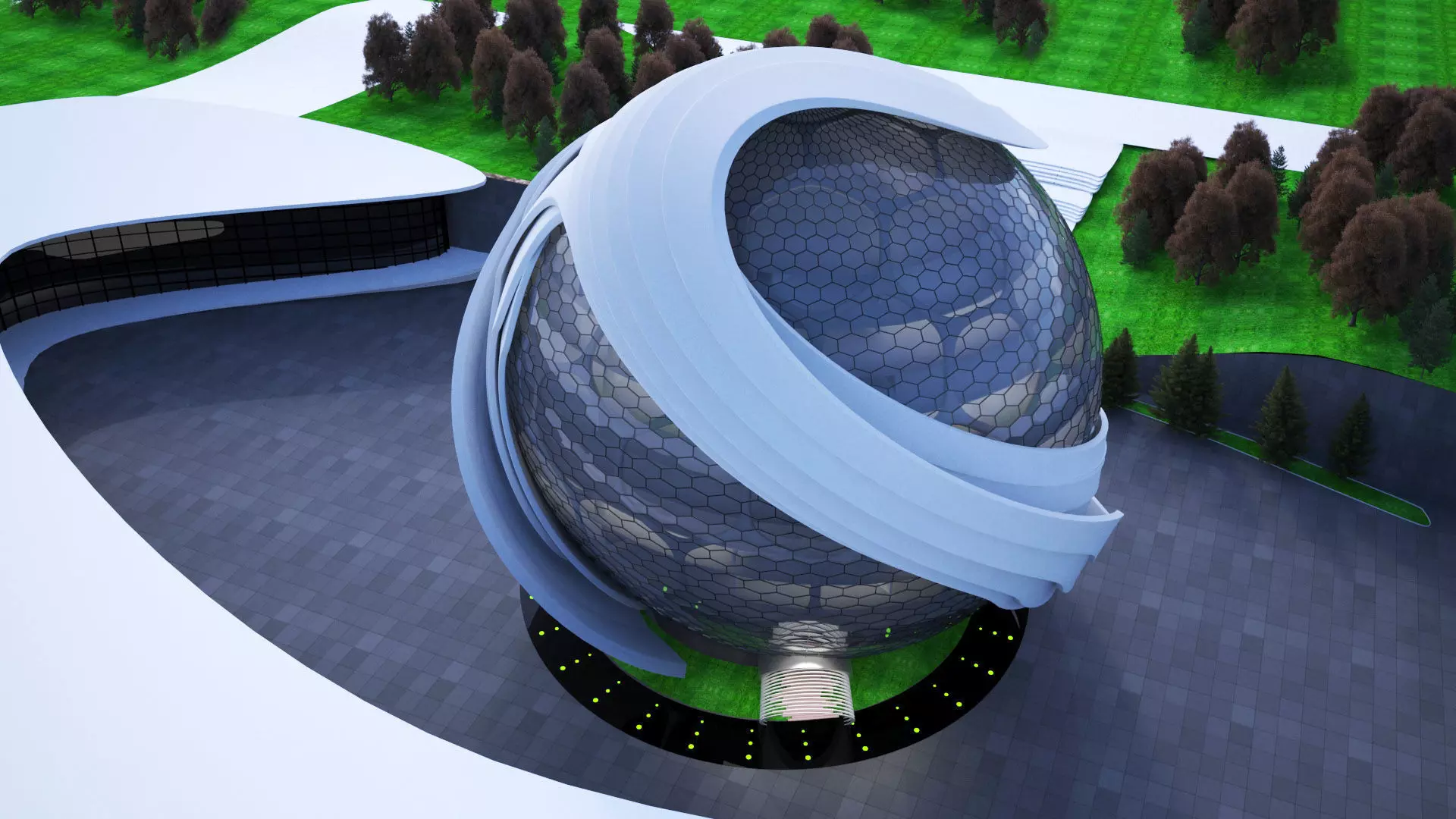 Conceptual Sphere Building 3D model_0