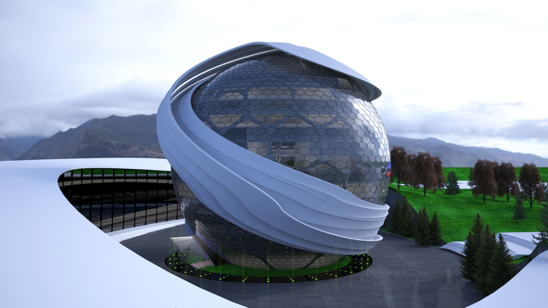 Conceptual Sphere Building 3D model_1