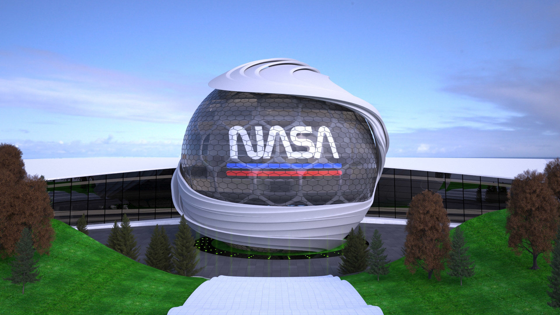 Conceptual Sphere Building 3D model_2