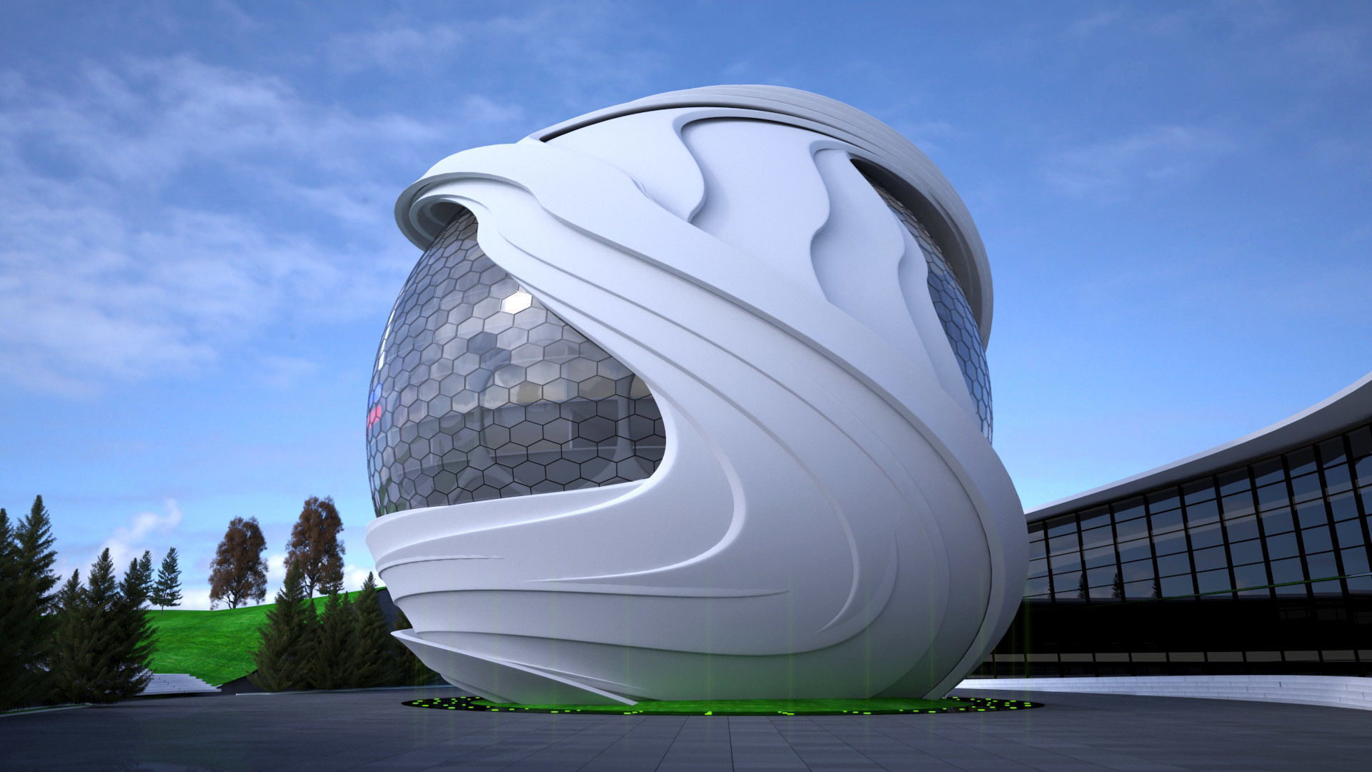Conceptual Sphere Building 3D model_7