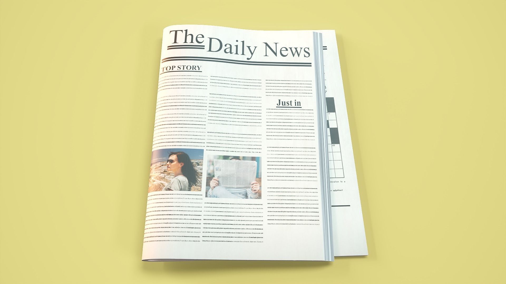 Newspaper daily news mockup Low-poly 3D model_1