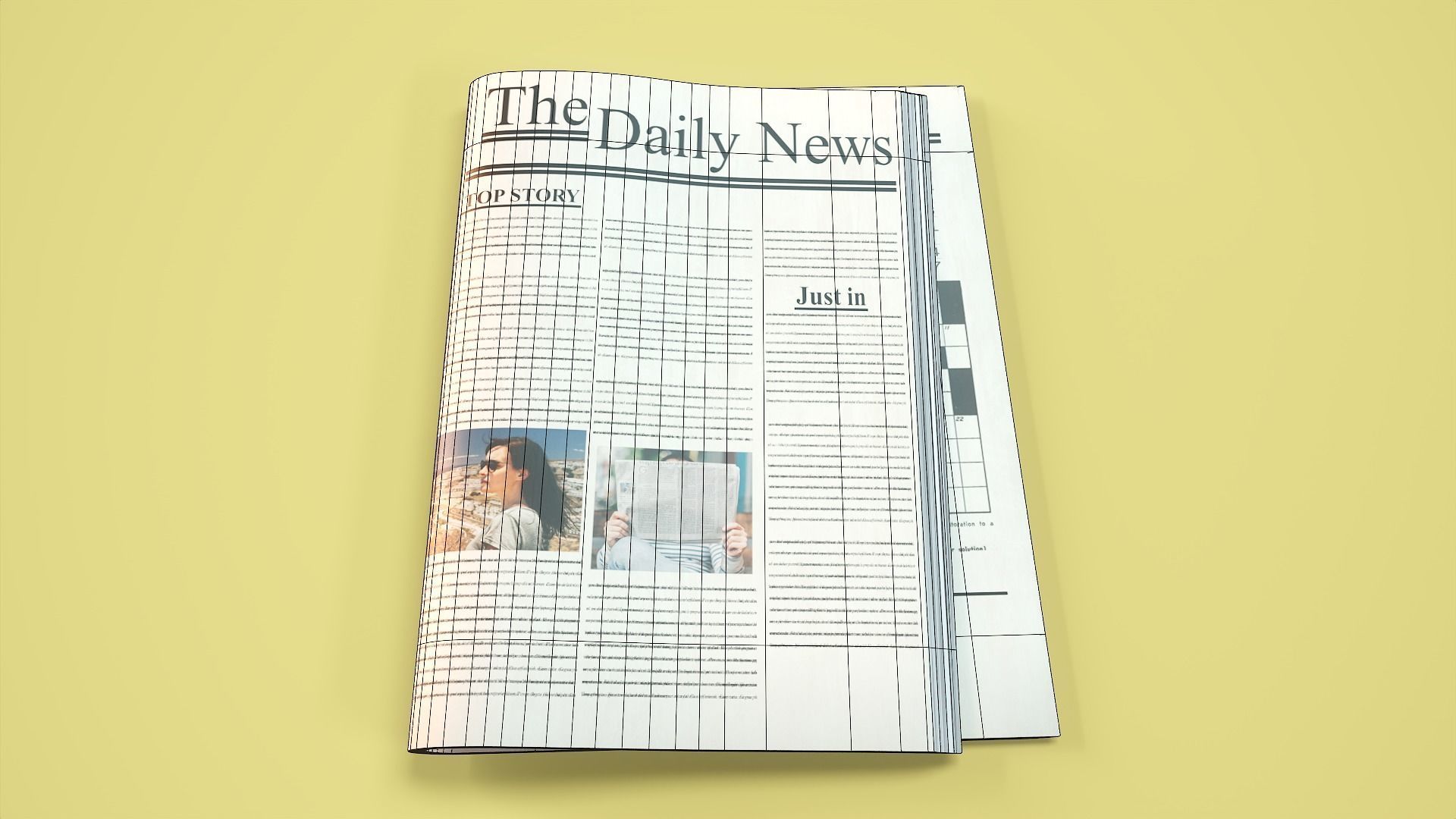 Newspaper daily news mockup Low-poly 3D model_8