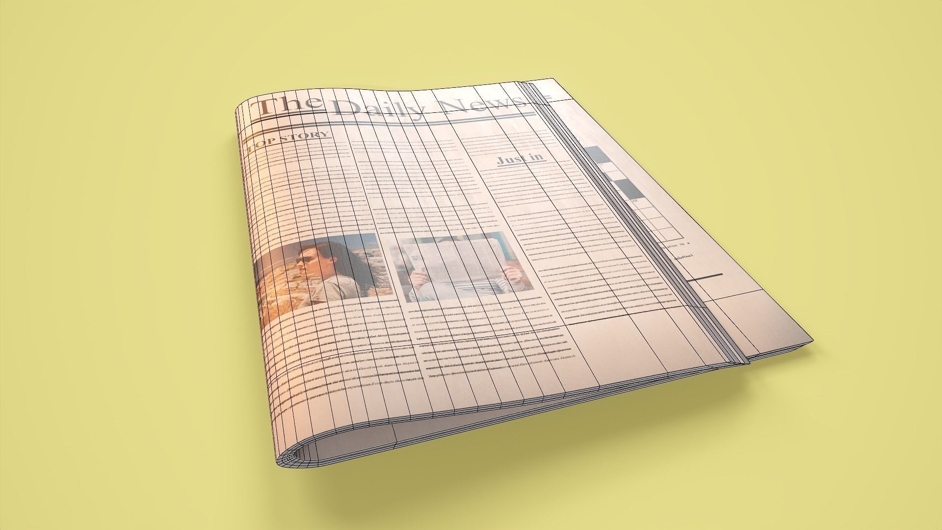 Newspaper daily news mockup Low-poly 3D model_7