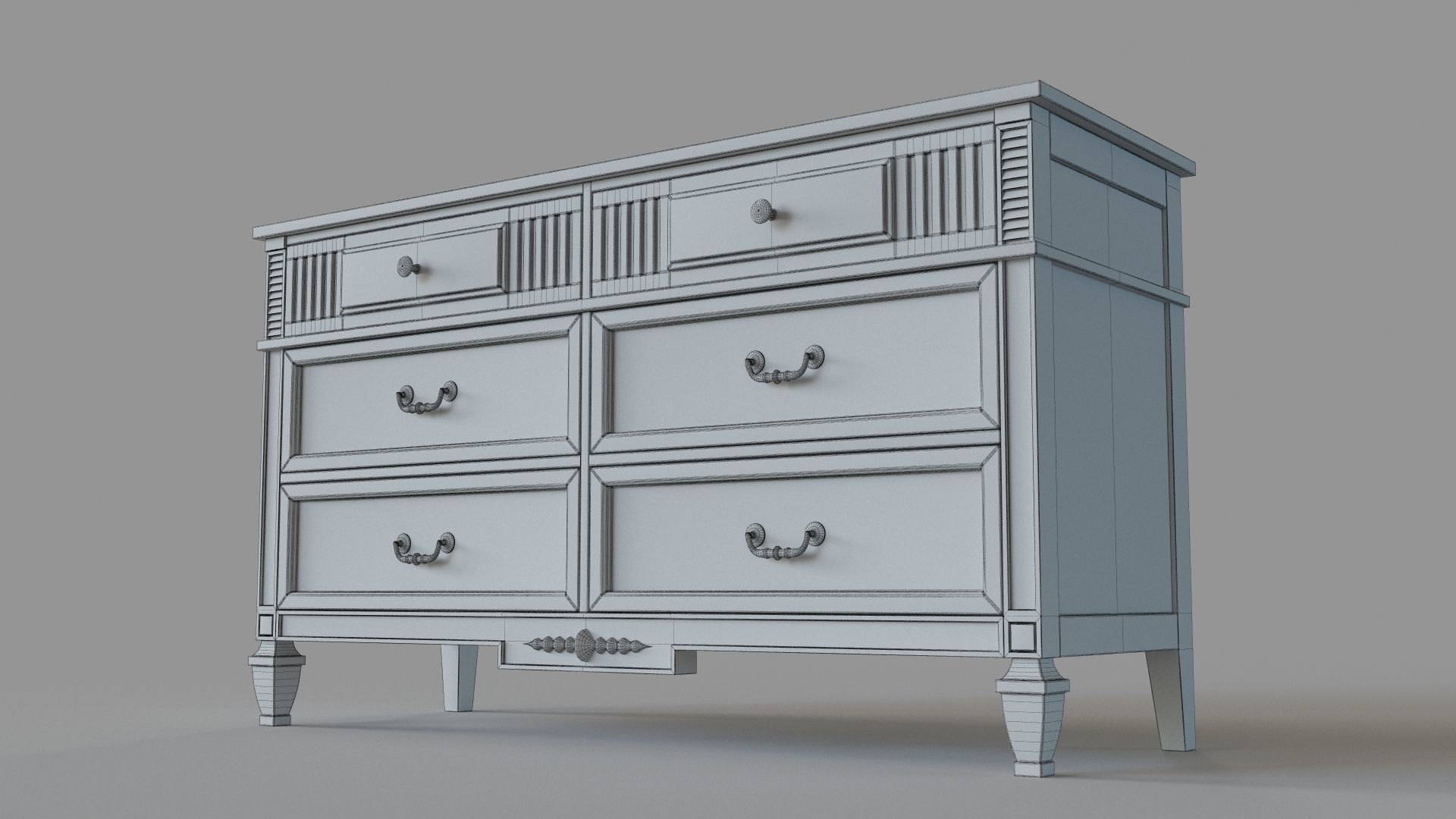 Antique Dresser 3D model_5