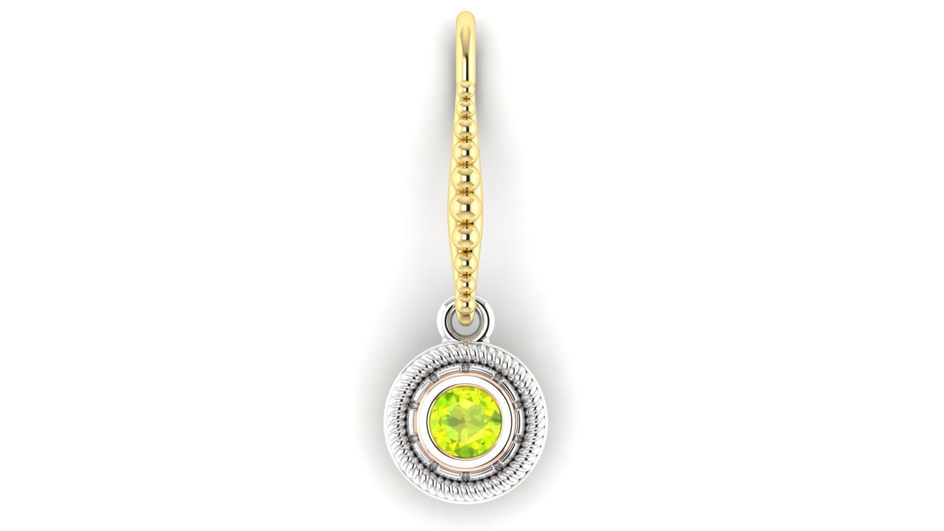 EARING oval peridot stone and gold earrings 3D print model_2