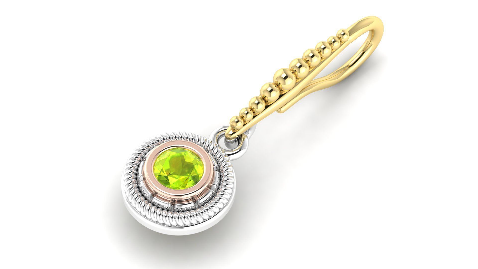 EARING oval peridot stone and gold earrings 3D print model_3