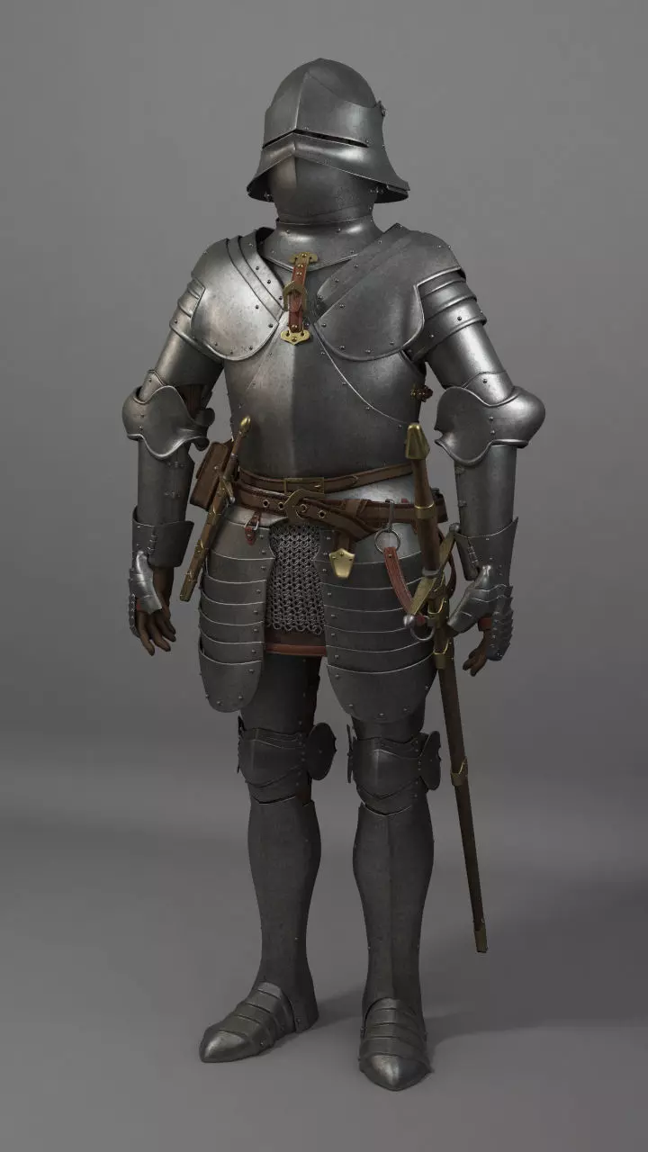 Knight medieval armor 3D model_0