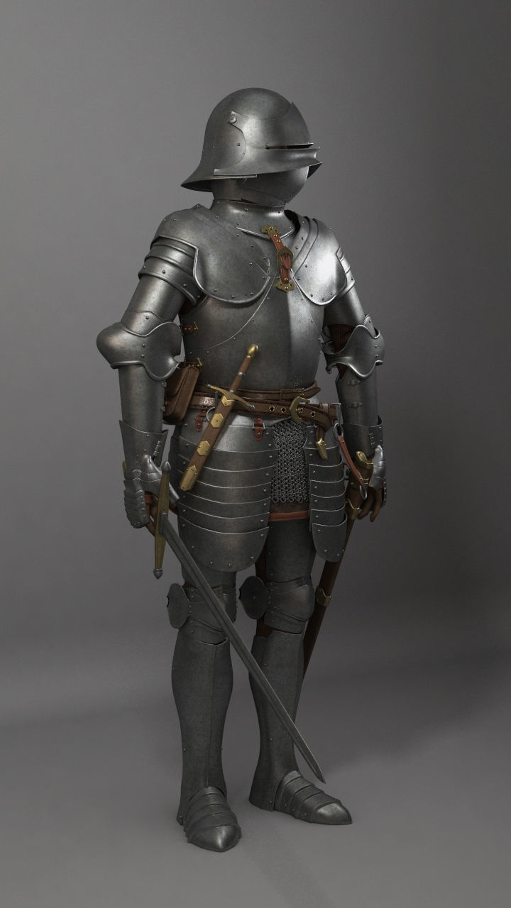 Knight medieval armor 3D model_1