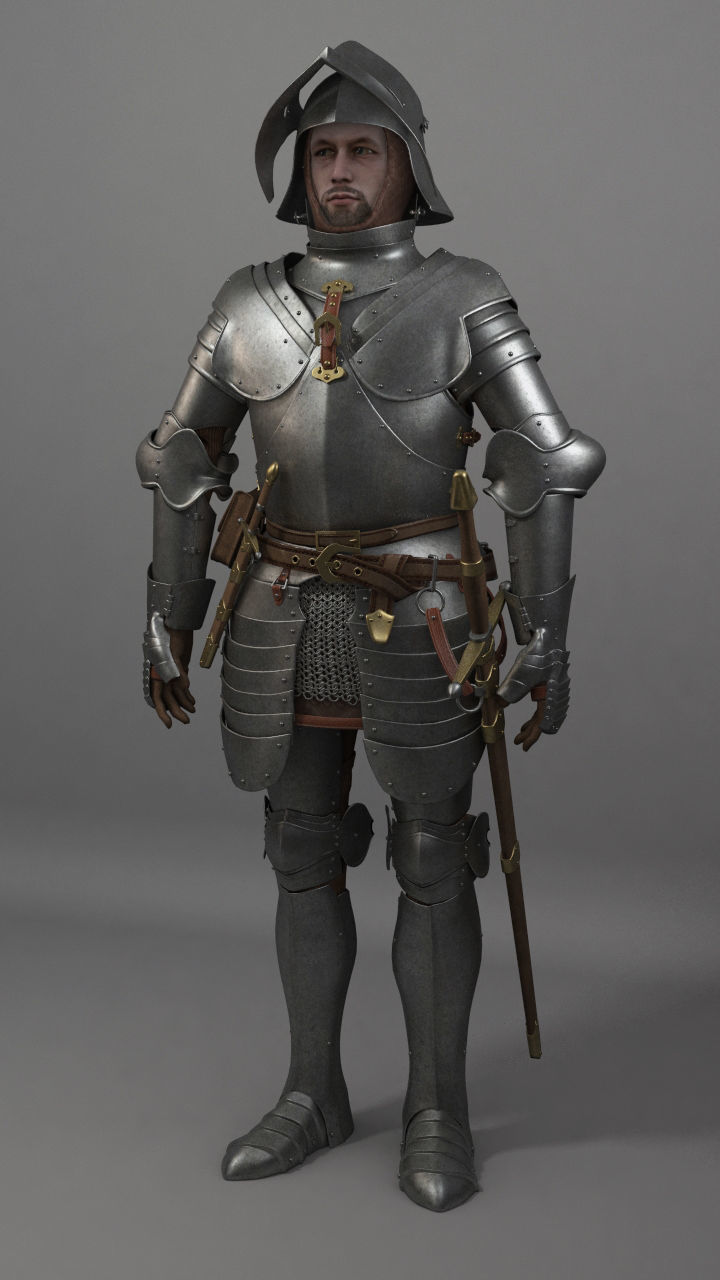 Knight medieval armor 3D model_2