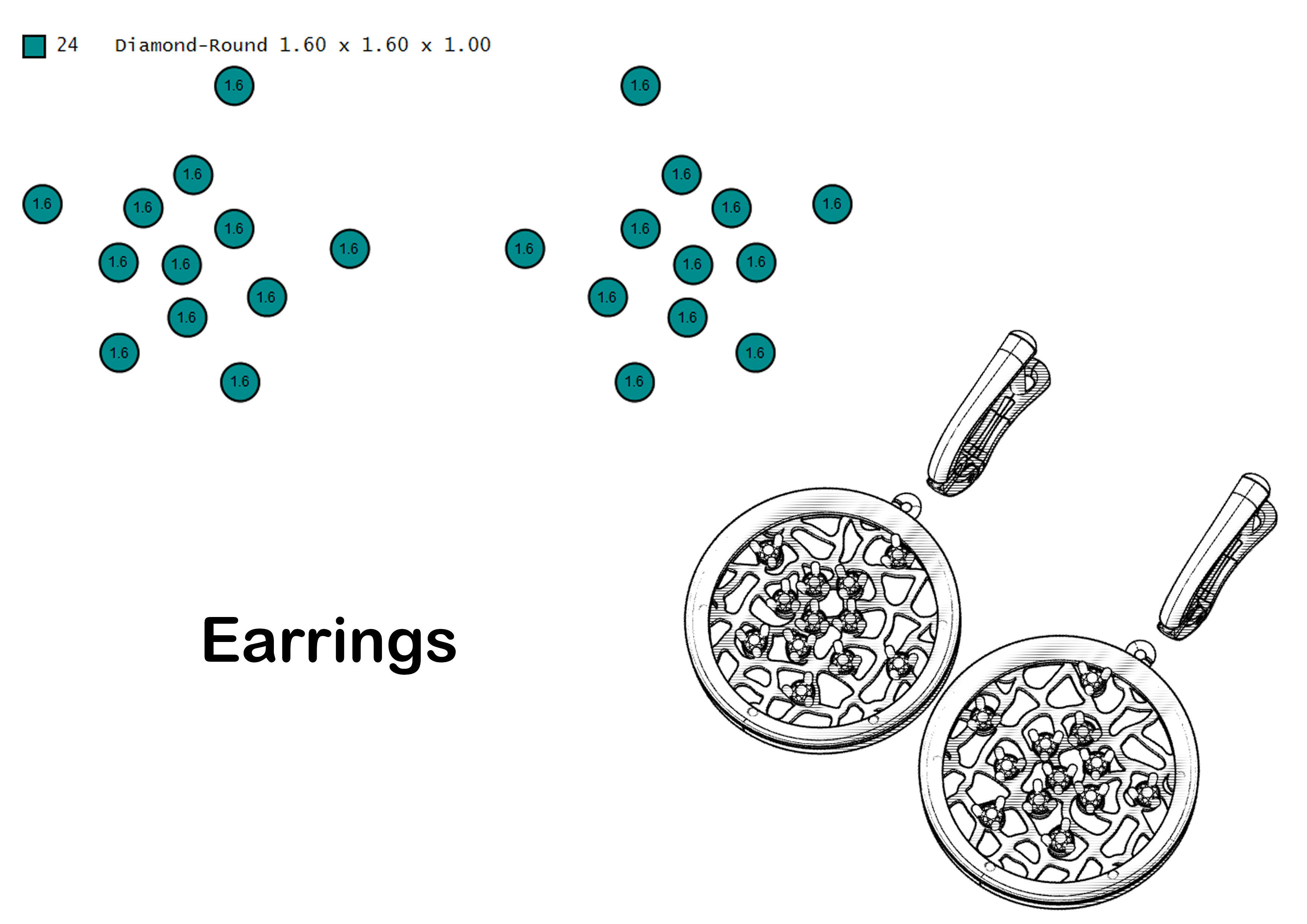 Earrings with diamonds 3D print model_5