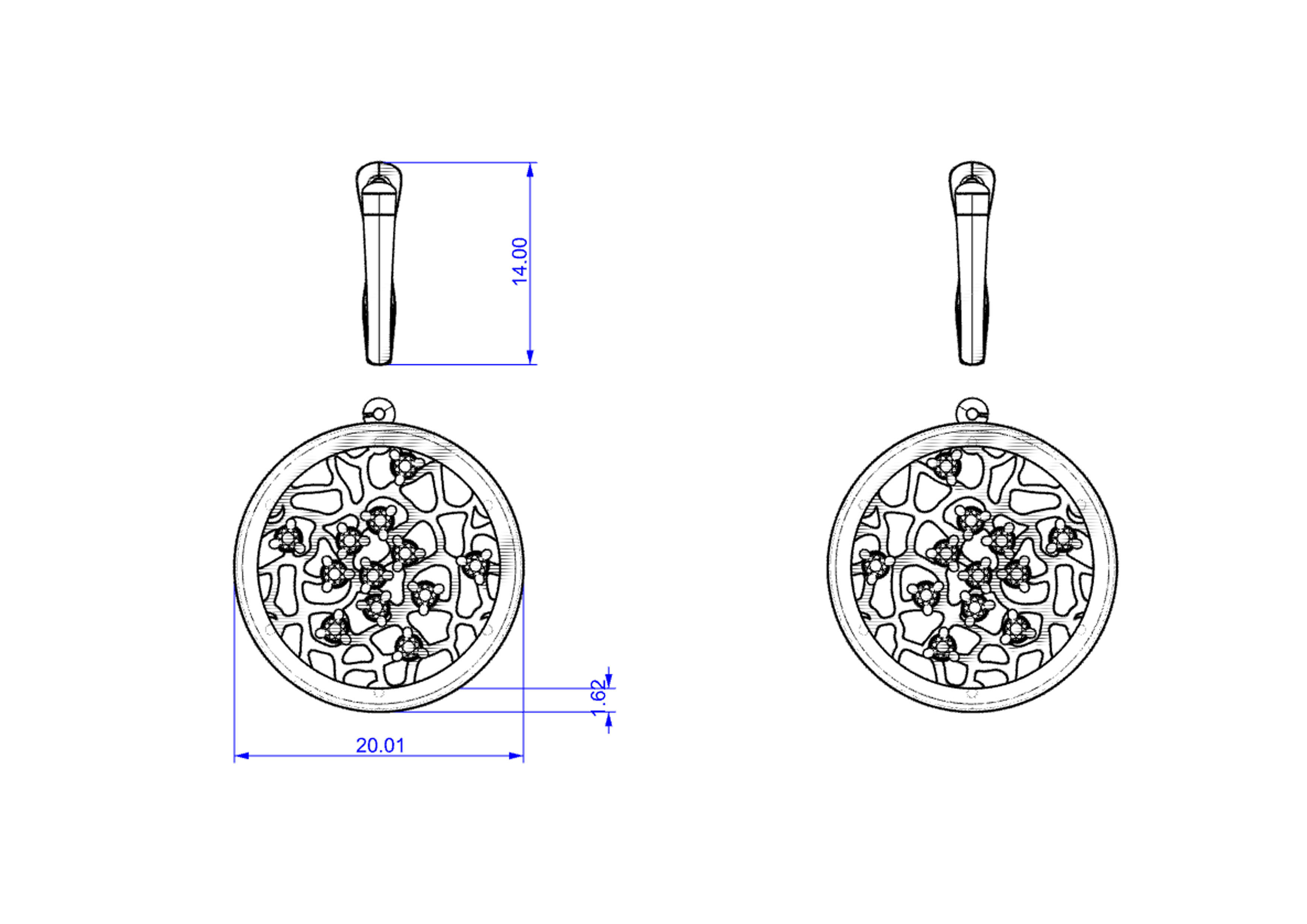Earrings with diamonds 3D print model_7