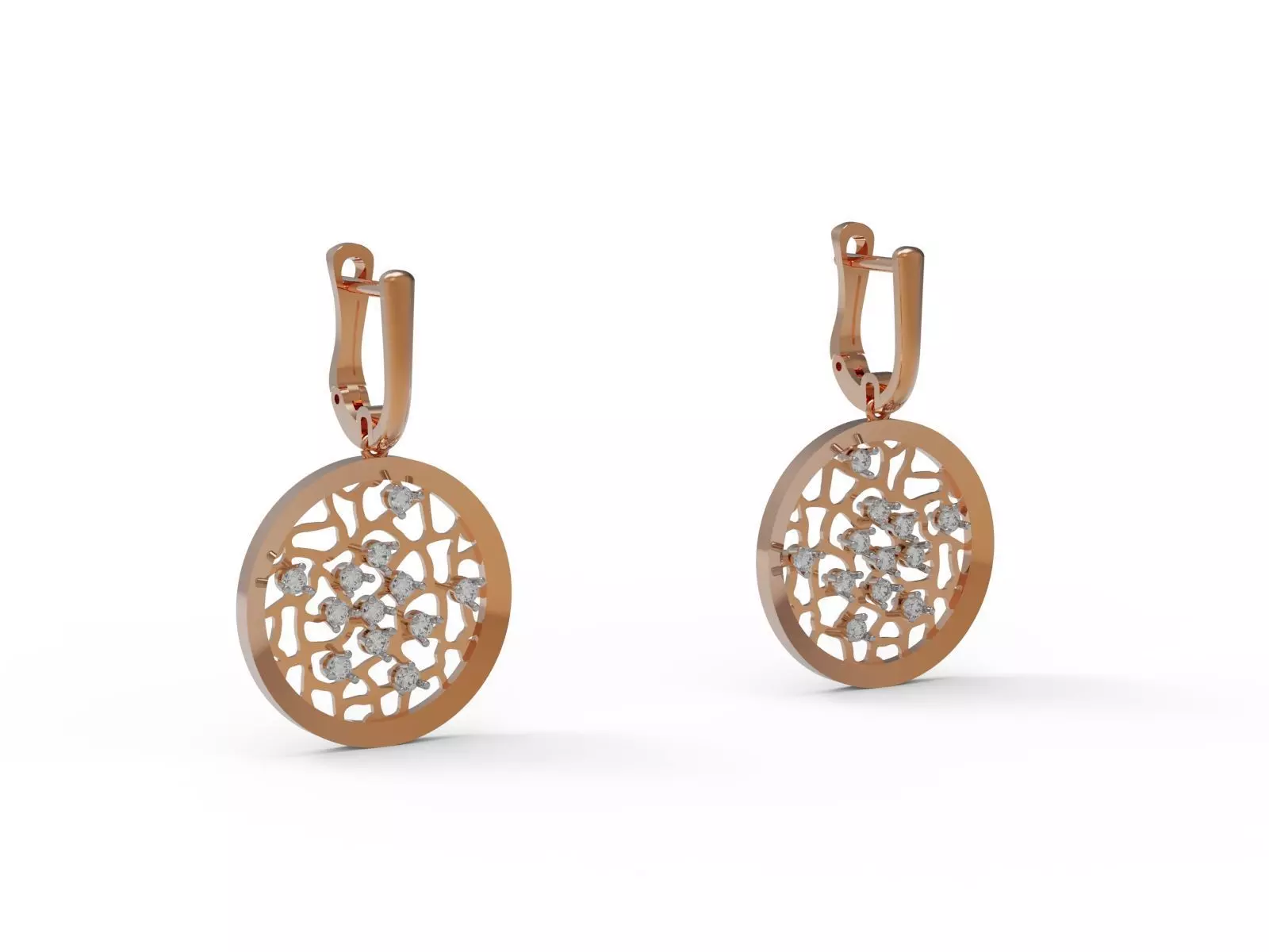 Earrings with diamonds 3D print model_0