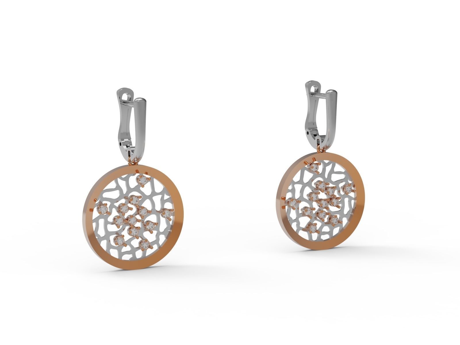 Earrings with diamonds 3D print model_2