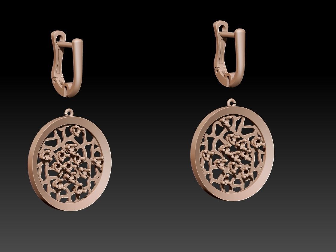 Earrings with diamonds 3D print model_1