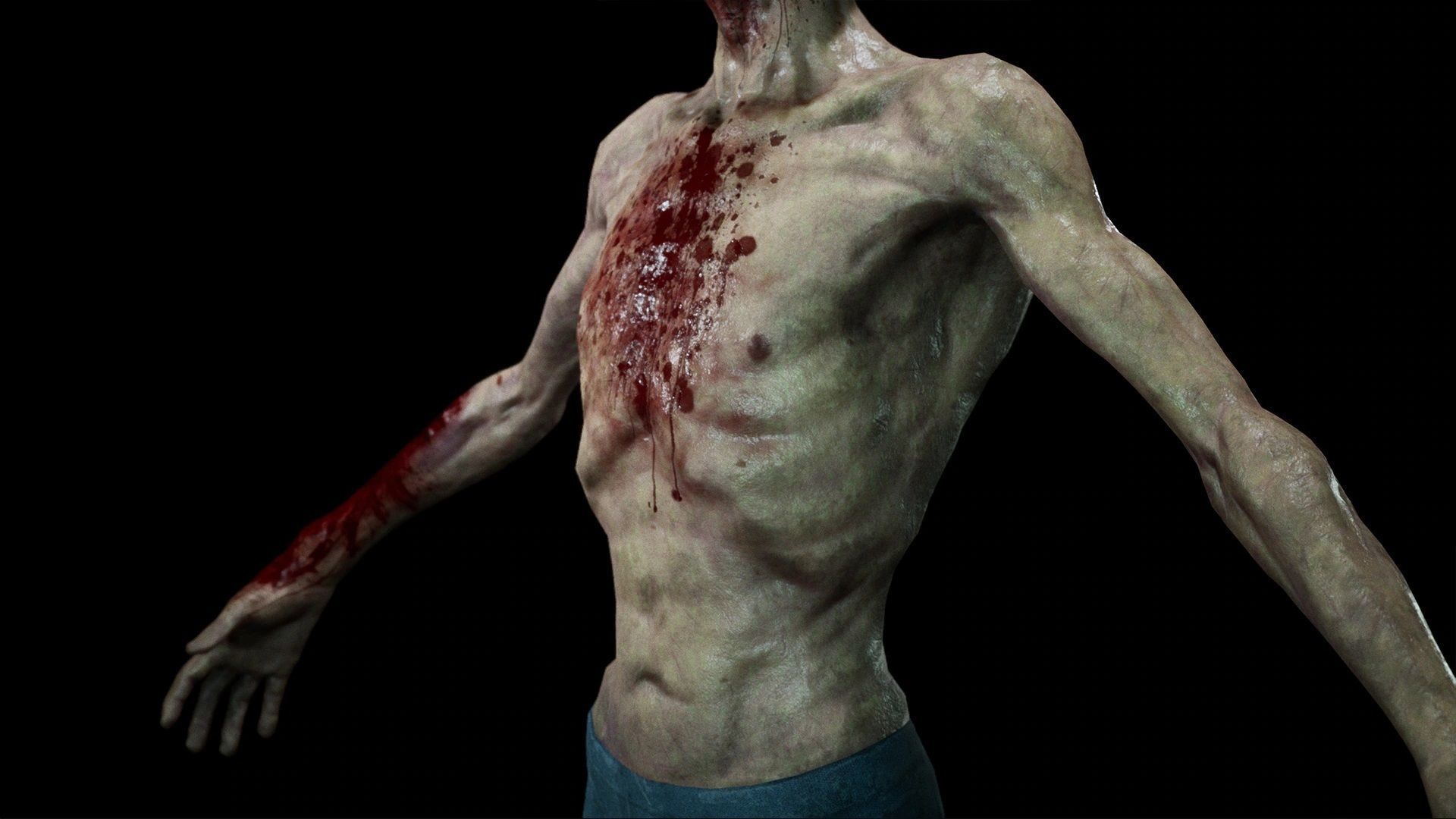 Zombie - Starved Male Low-poly 3D model_9