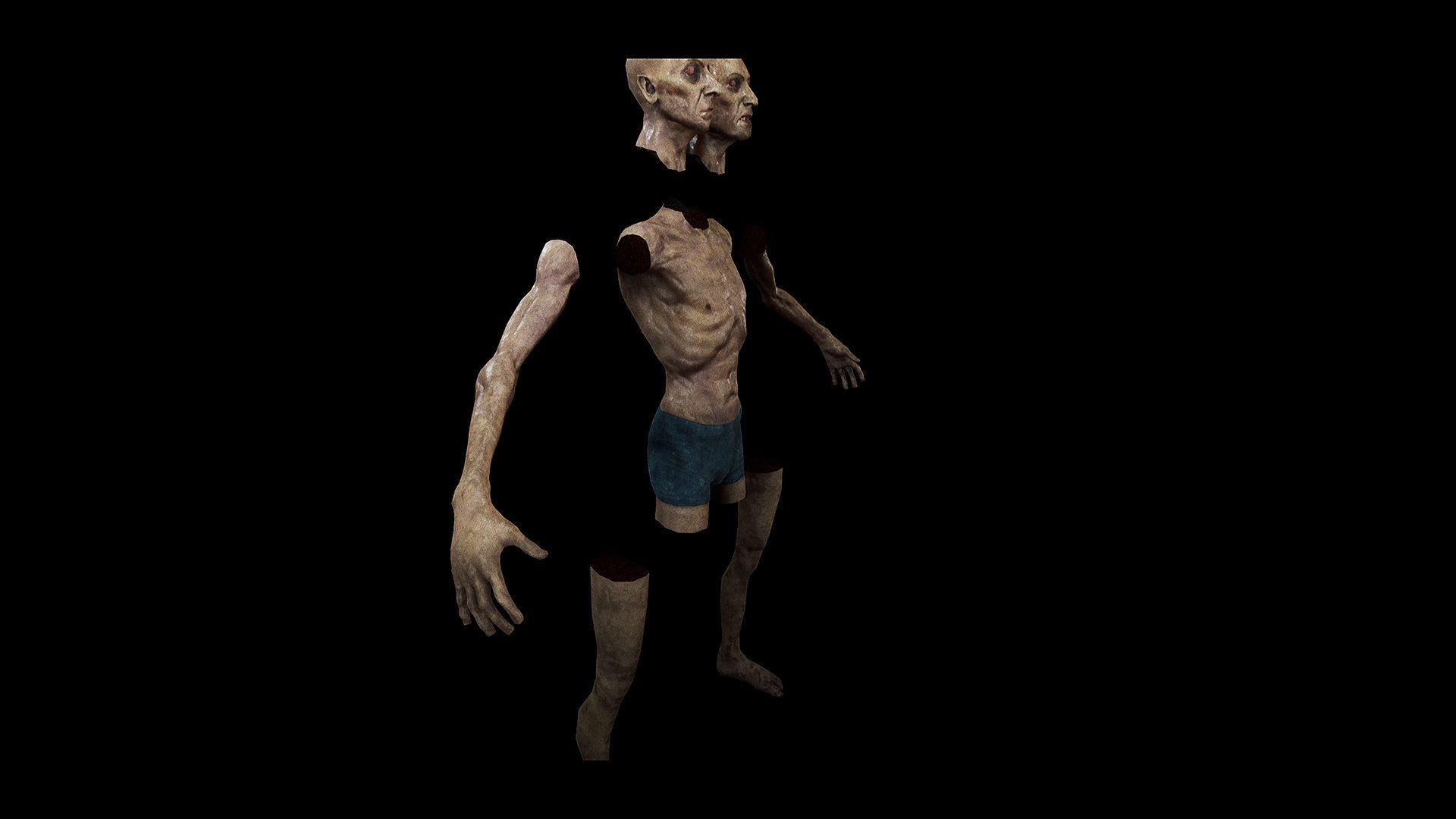 Zombie - Starved Male Low-poly 3D model_23