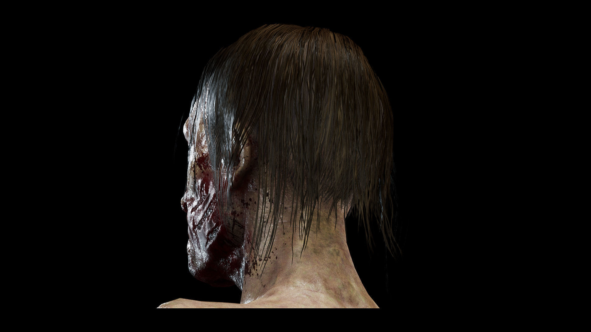 Zombie - Starved Male Low-poly 3D model_26