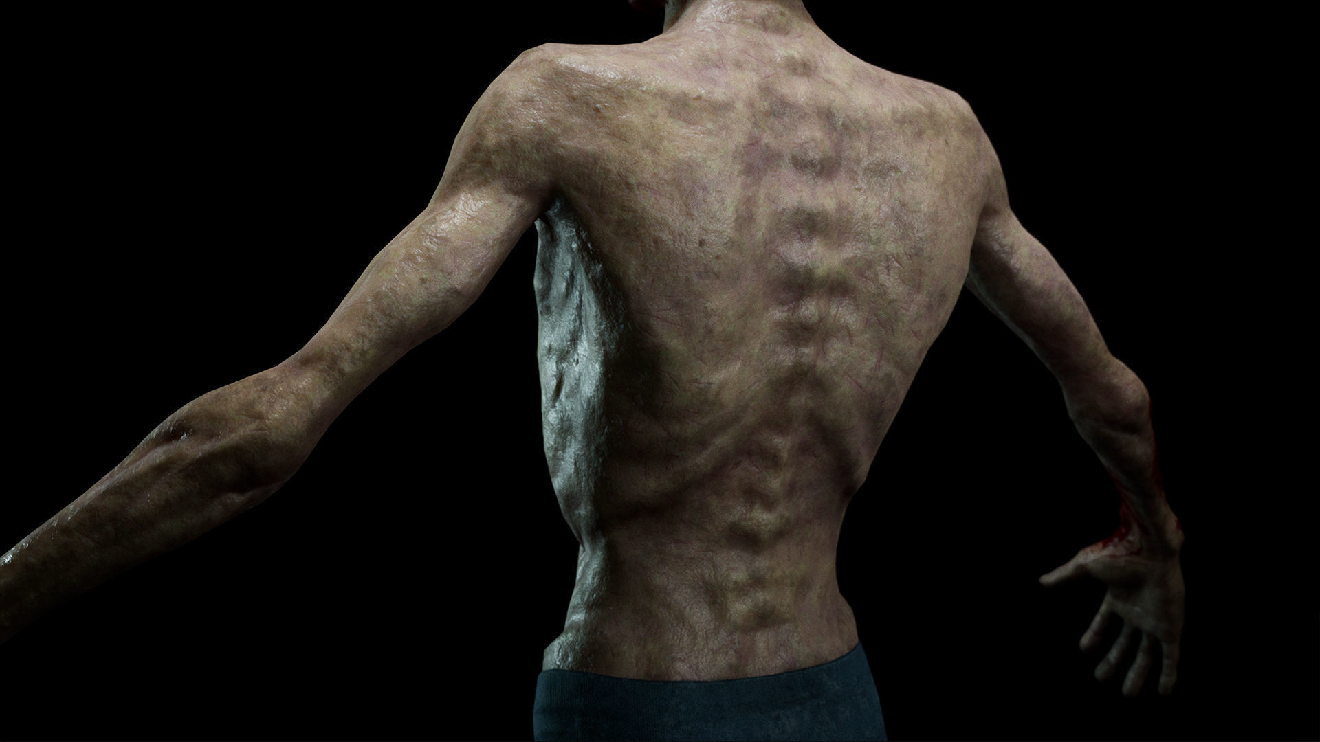 Zombie - Starved Male Low-poly 3D model_36