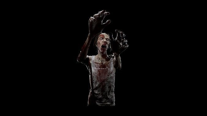 Zombie - Starved Male Low-poly 3D model