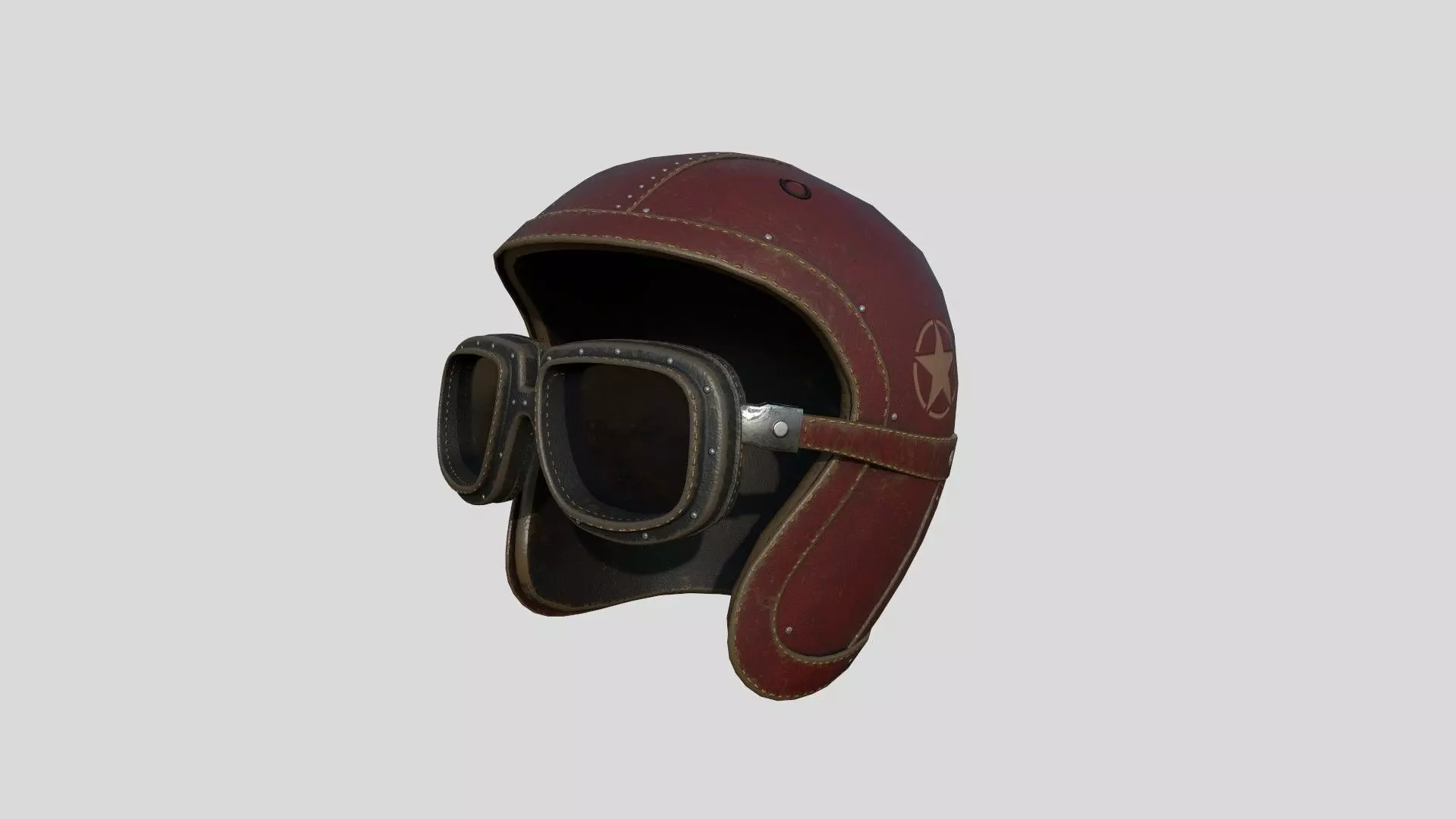 Biker Classic Helmet 08 Red Leather - Character Design Fashion Low-poly 3D model