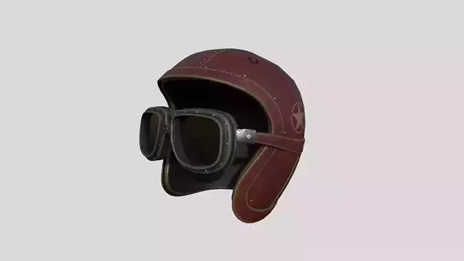 Biker Classic Helmet 08 Red Leather - Character Design Fashion Low-poly 3D model