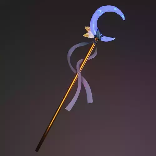 Magic staff Low-poly 3D model