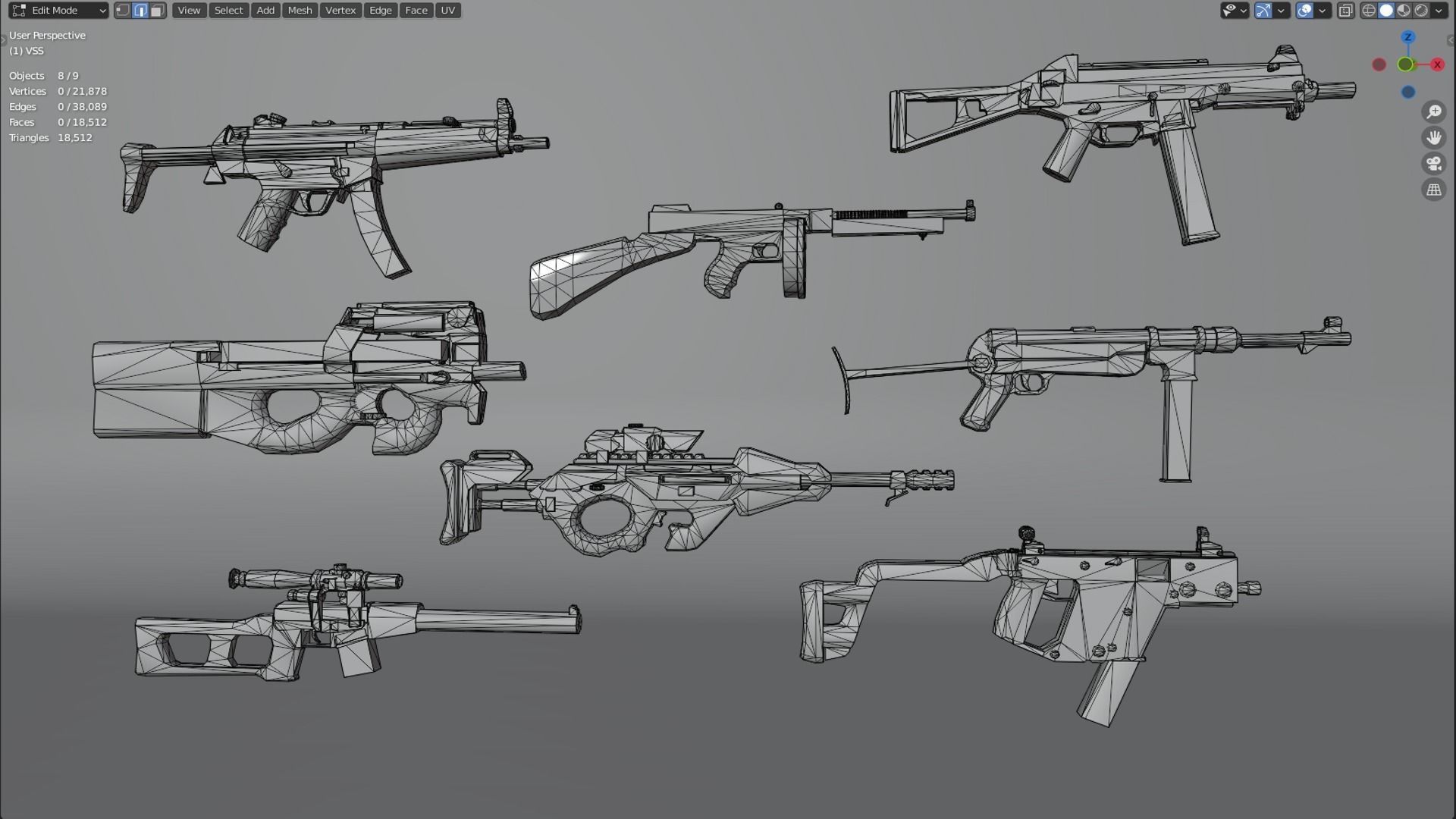 Weapon SMG Thompson Vector VSS  UMP  CG15 MP5 MP40 P90 3D model_2