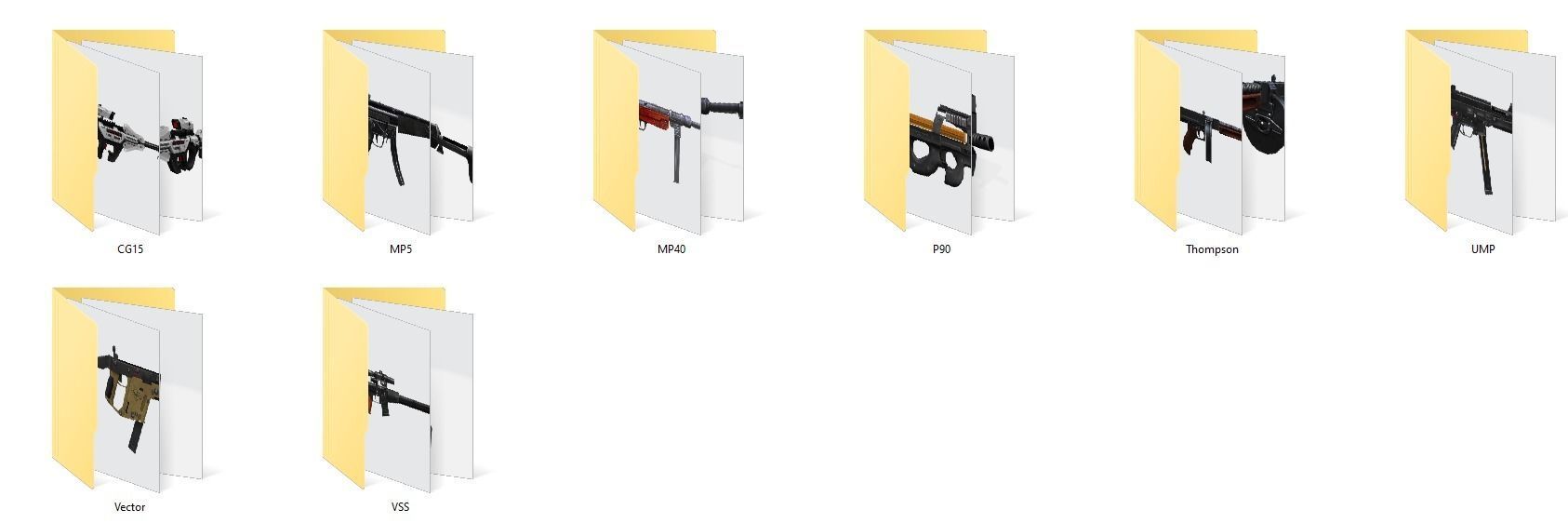 Weapon SMG Thompson Vector VSS  UMP  CG15 MP5 MP40 P90 3D model_19