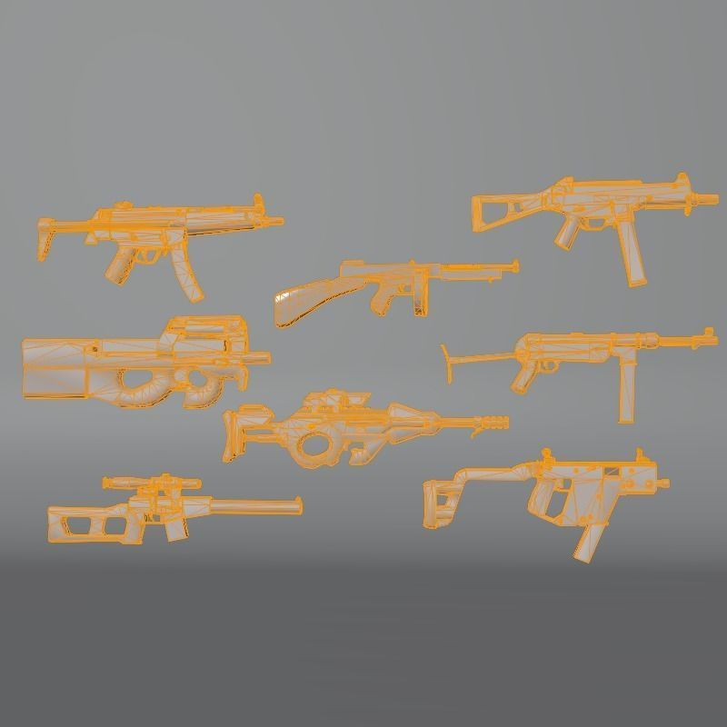 Weapon SMG Thompson Vector VSS  UMP  CG15 MP5 MP40 P90 3D model_3