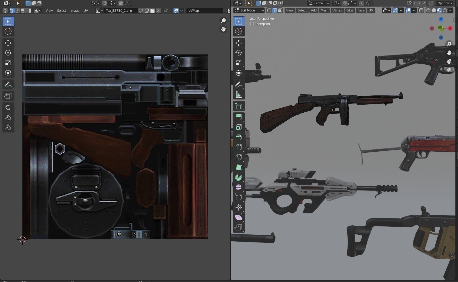 Weapon SMG Thompson Vector VSS  UMP  CG15 MP5 MP40 P90 3D model_4