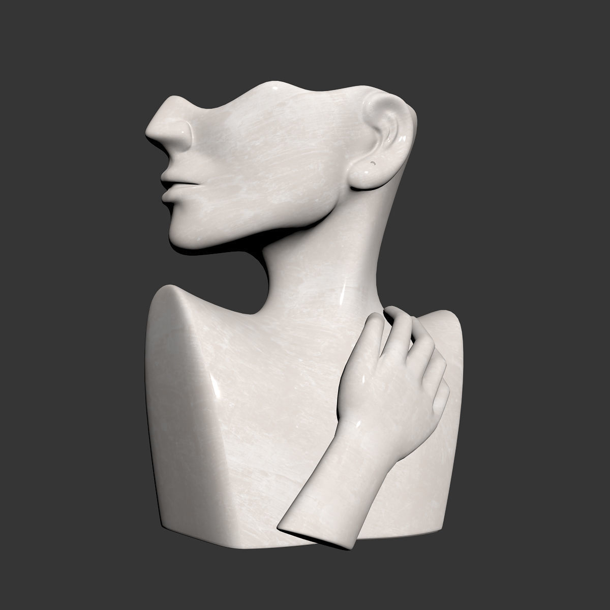 Human Face Art Vase 2 3D model_4