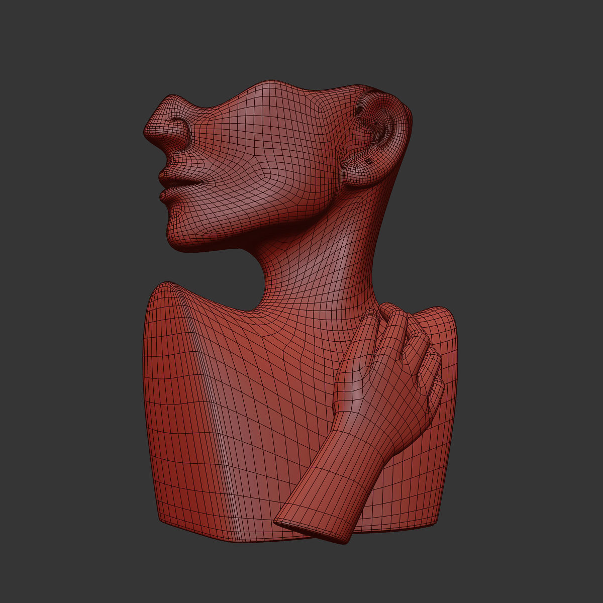 Human Face Art Vase 2 3D model_6