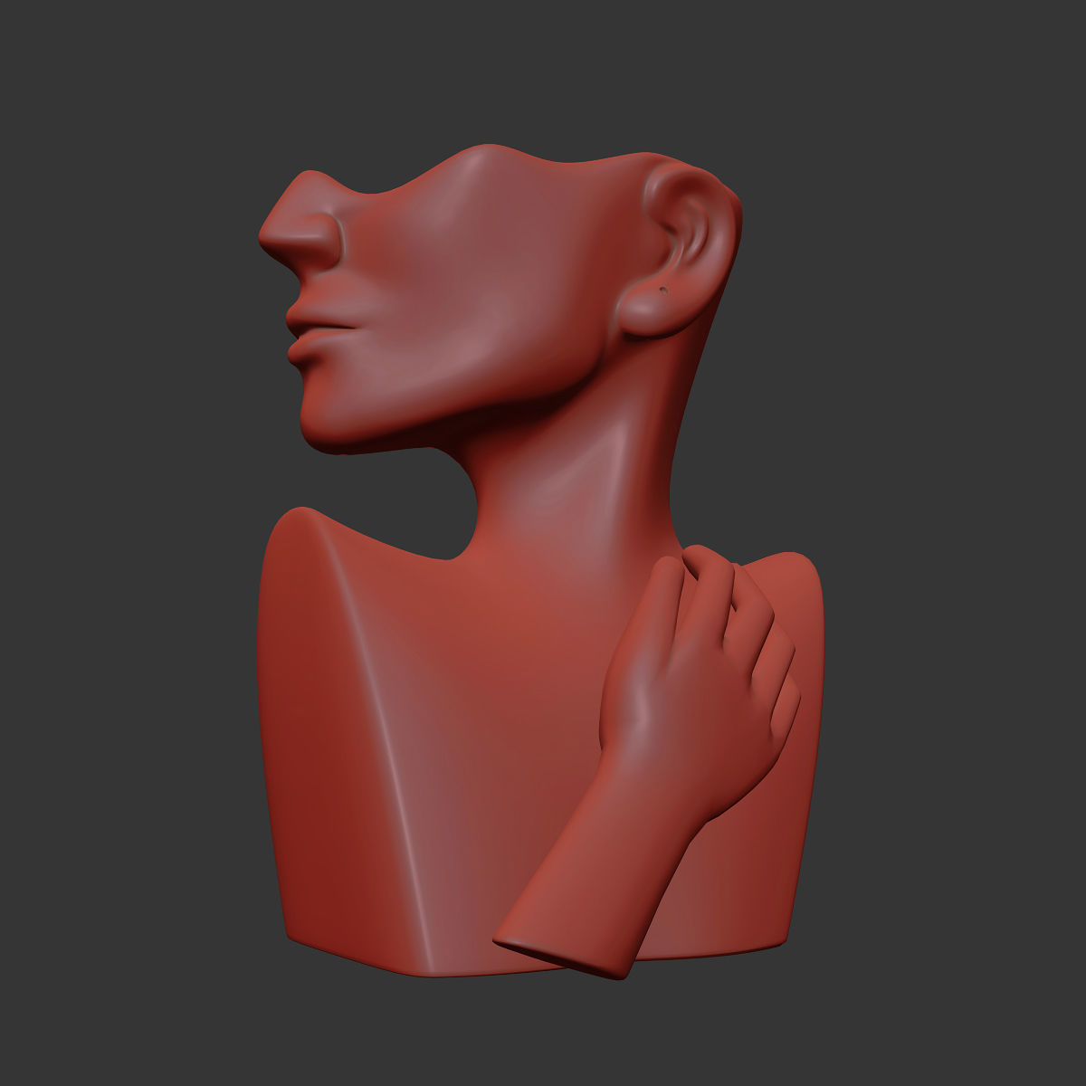 Human Face Art Vase 2 3D model_5