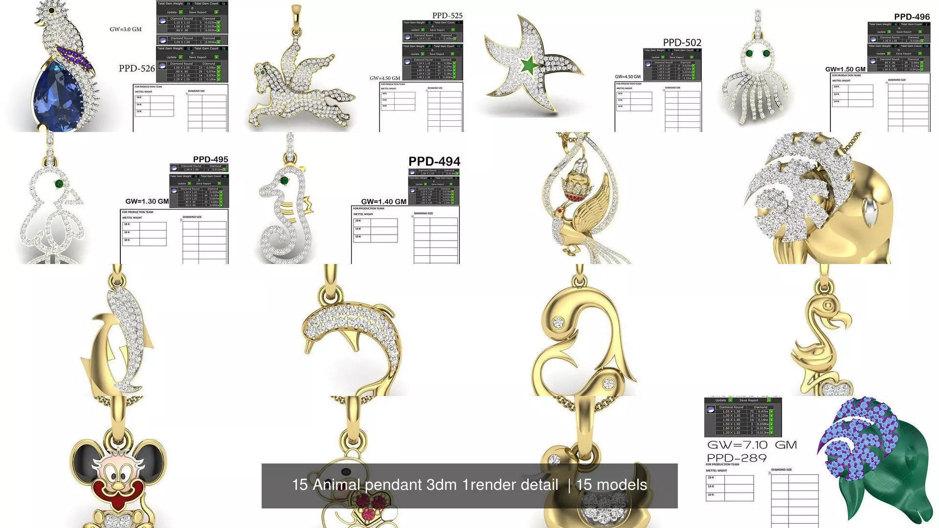 15 Animal pendant 3dm 1render detail 3D Model Pack