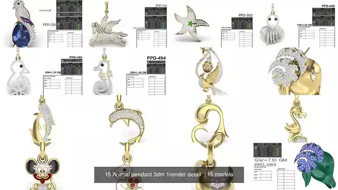 15 Animal pendant 3dm 1render detail  3D Model Collection