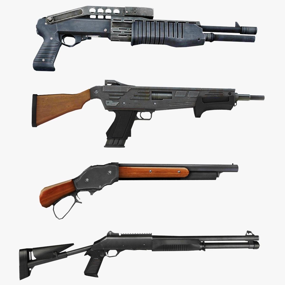 Weapon Shotgun M1014 SPAS12 M1887 MAG-7 3D model_1