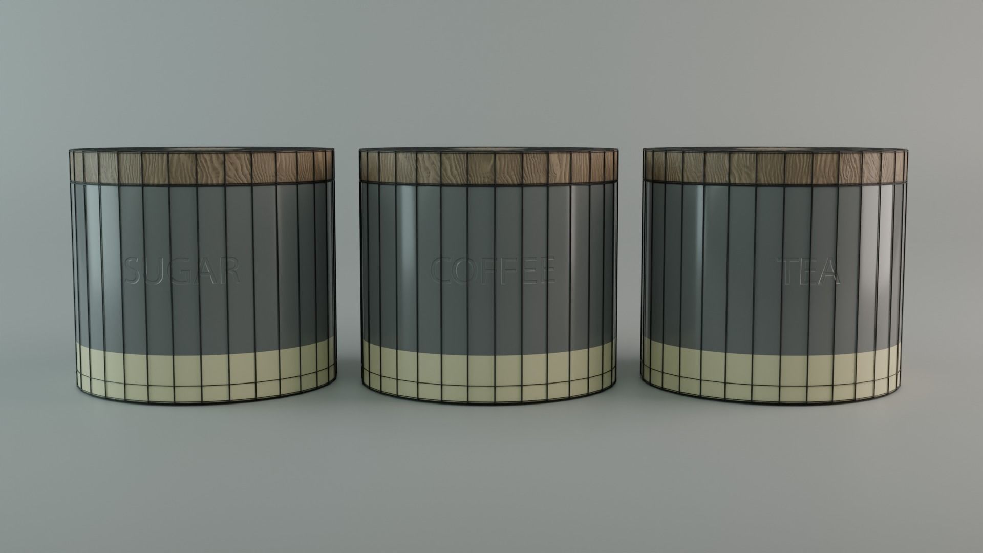 Tea And Coffee Jars Low-poly 3D model_1