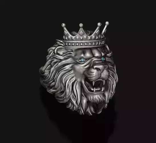 Lion crown ring eye gem